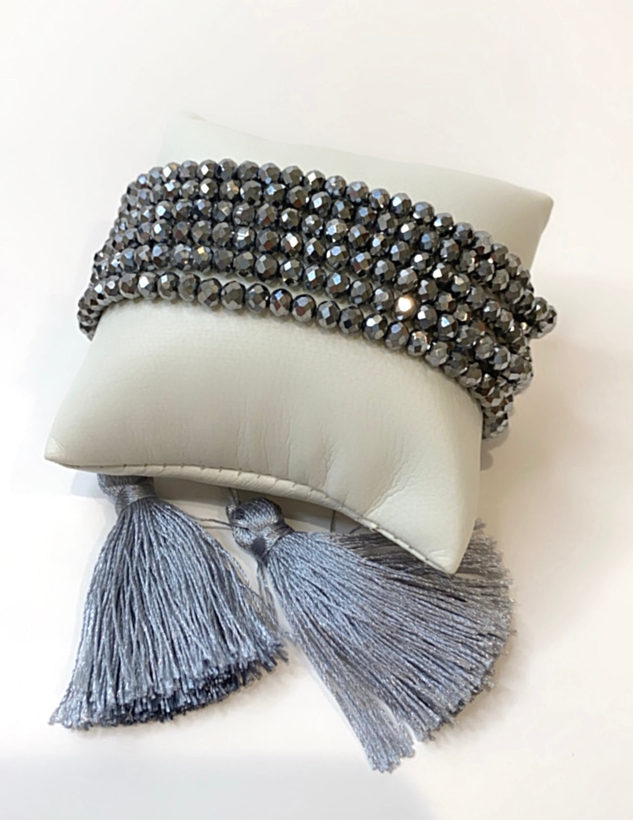 Silver Crystal Beaded Bracelet