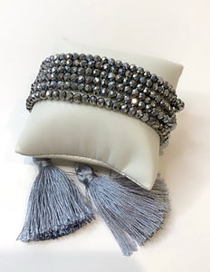 Silver Crystal Beaded Bracelet