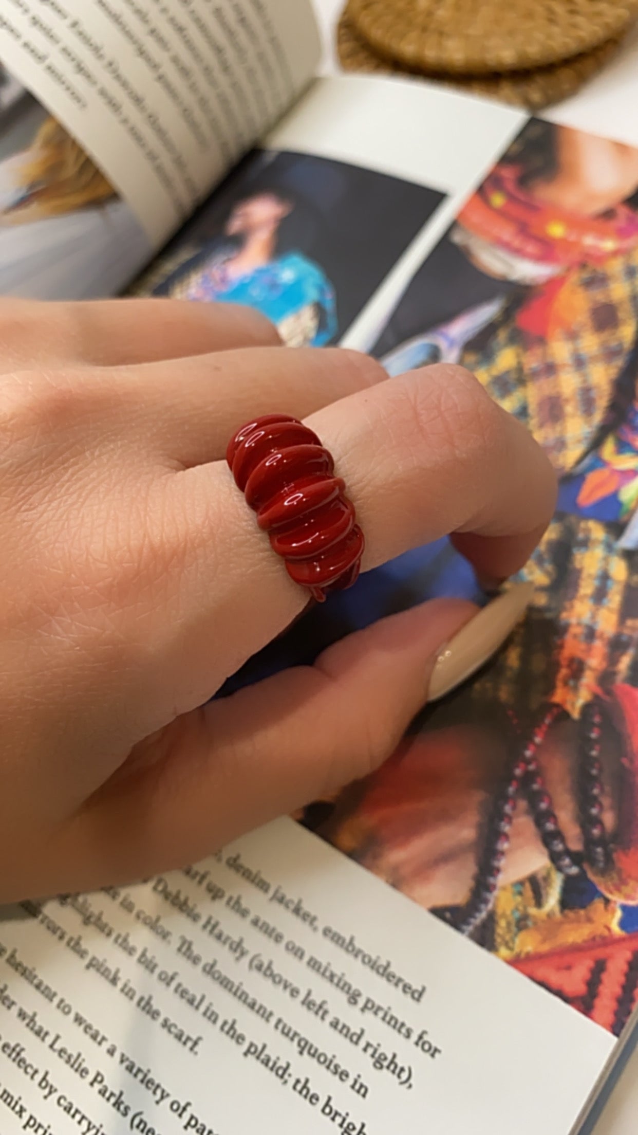 Top Scalloped Red Ring