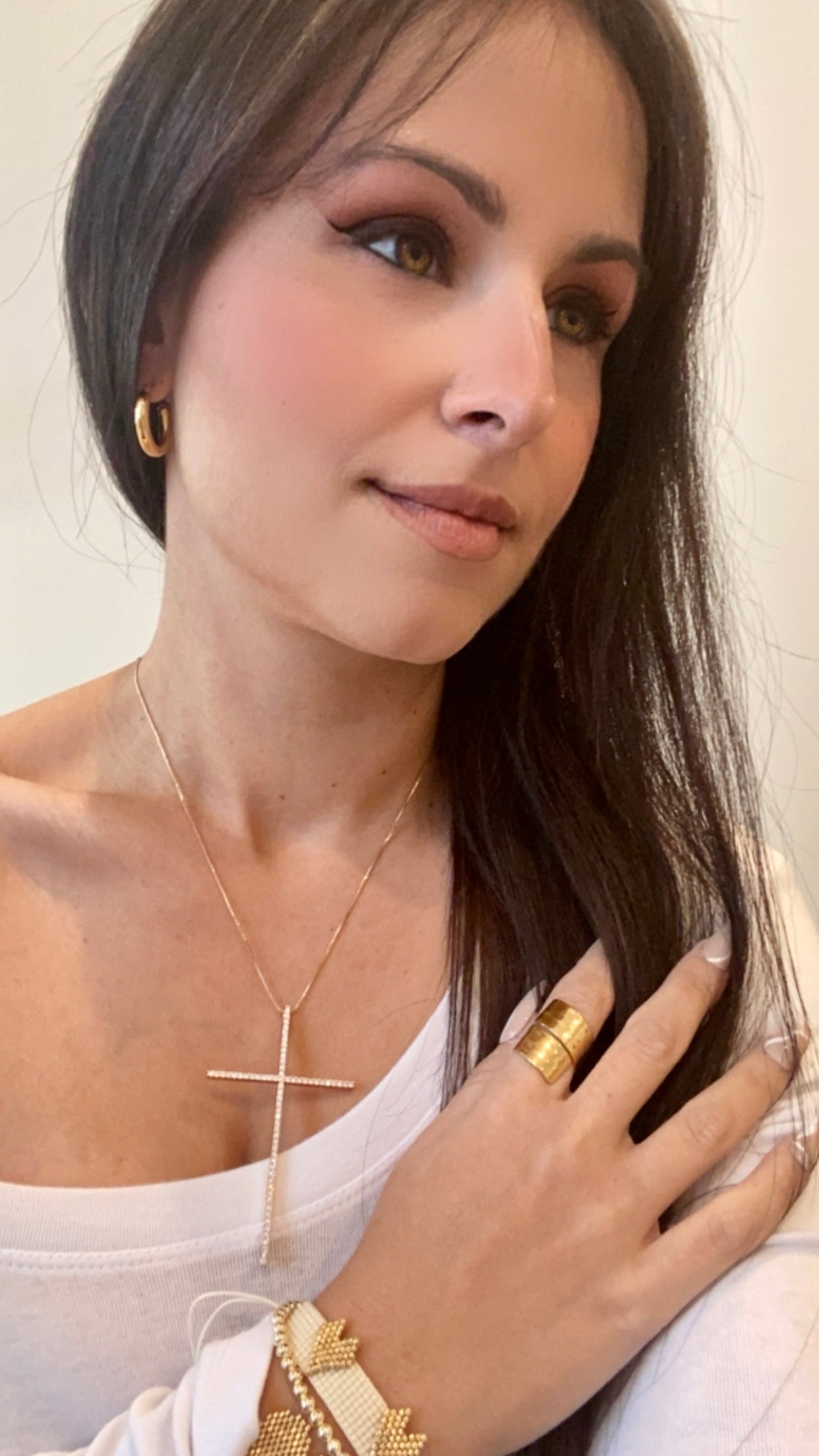 Large Full Zirconium Cross Necklace
