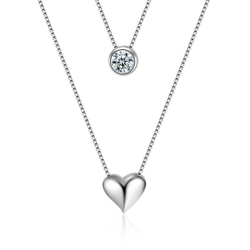 Silver Layered Heart Necklace