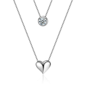 Silver Layered Heart Necklace
