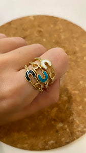 Paperclip Enamel & Zirconium Rings