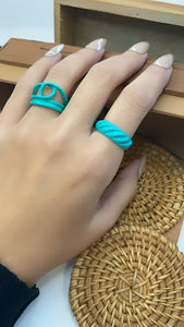 Enamel Spiral Adjustable Ring