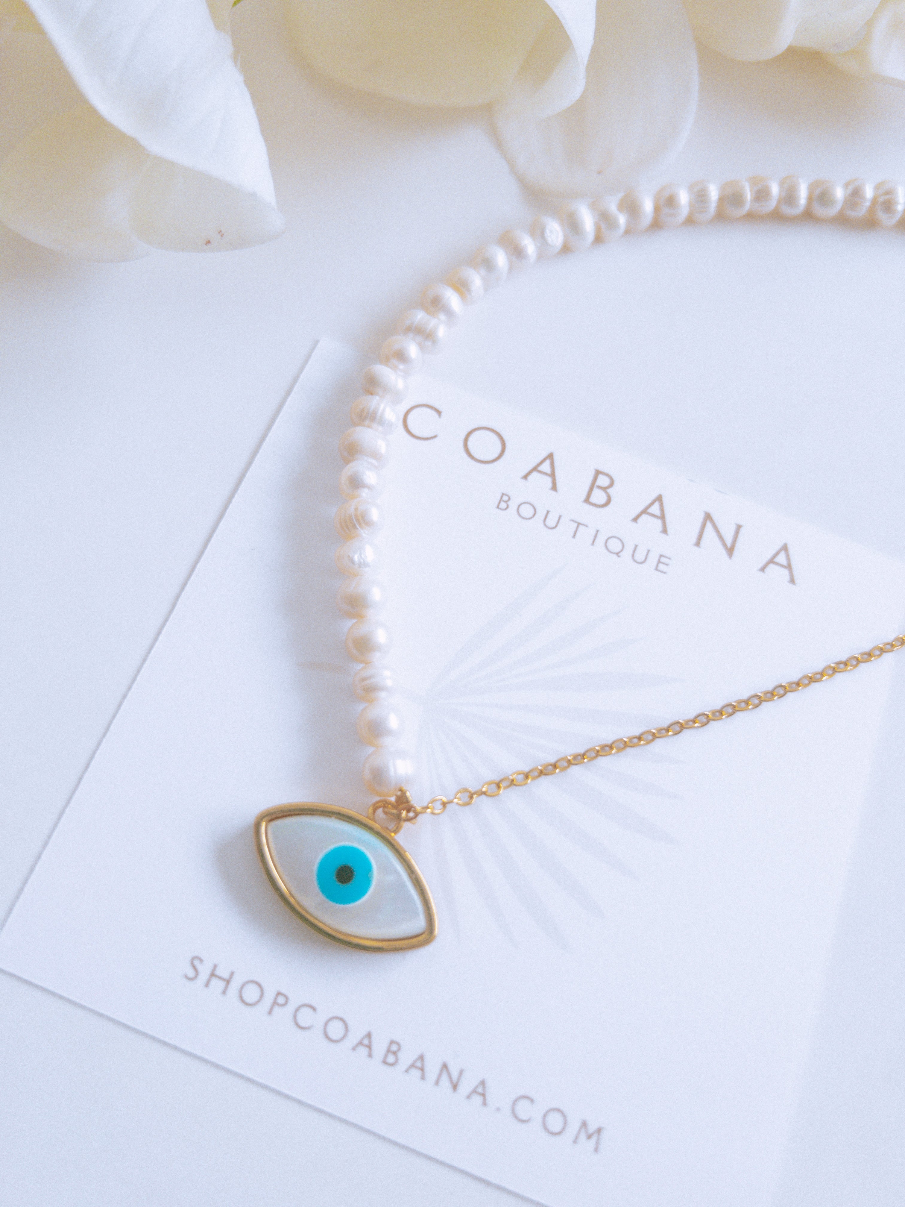 Evil Eye Half Pearl Half Chain