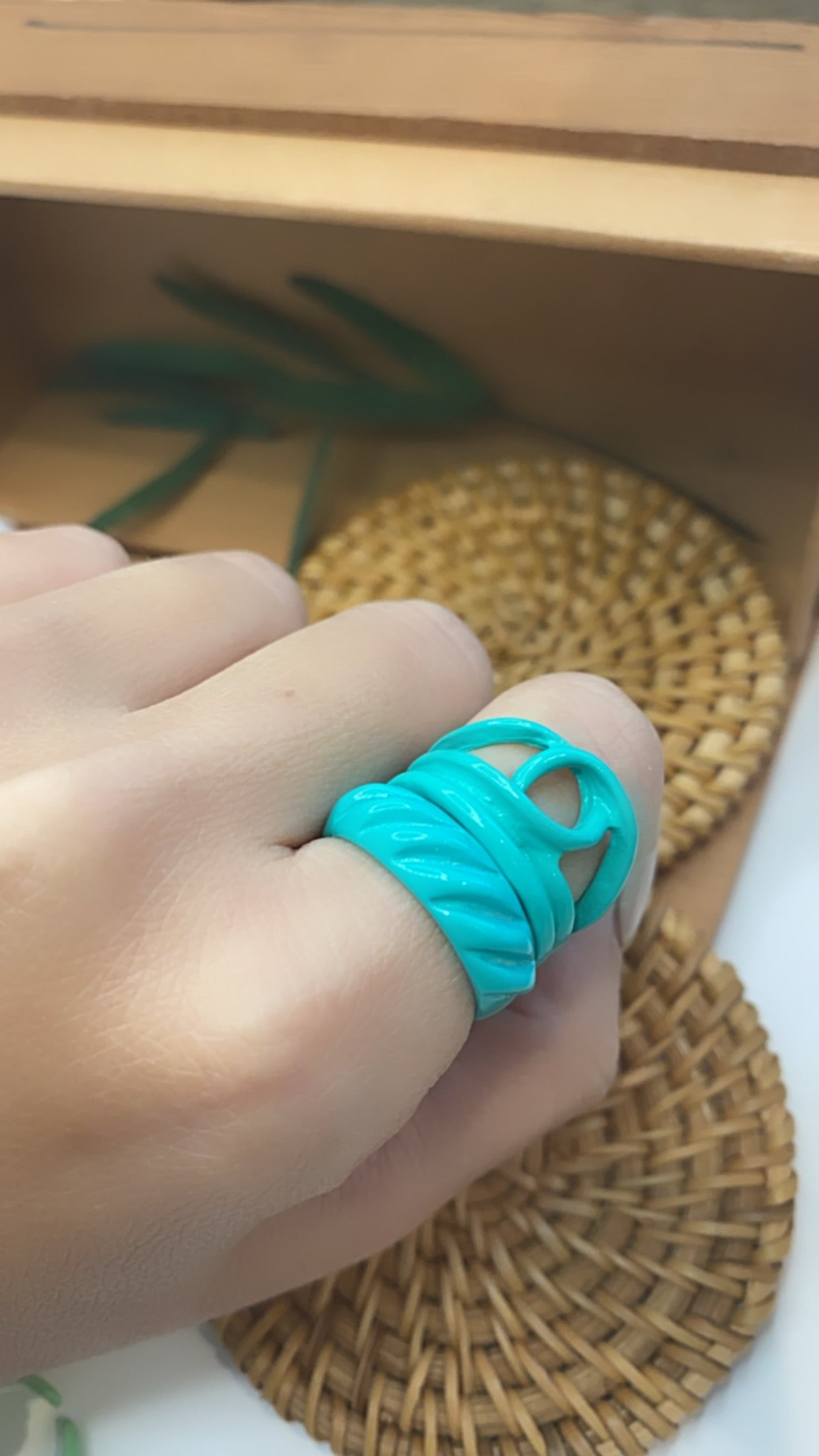 Enamel Spiral Adjustable Ring