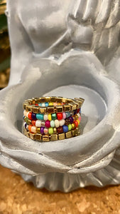 Fully Beaded Ring with Gold Accents