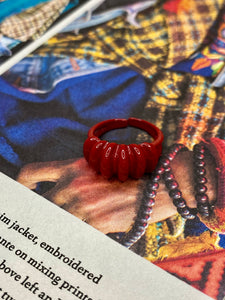 Top Scalloped Red Ring