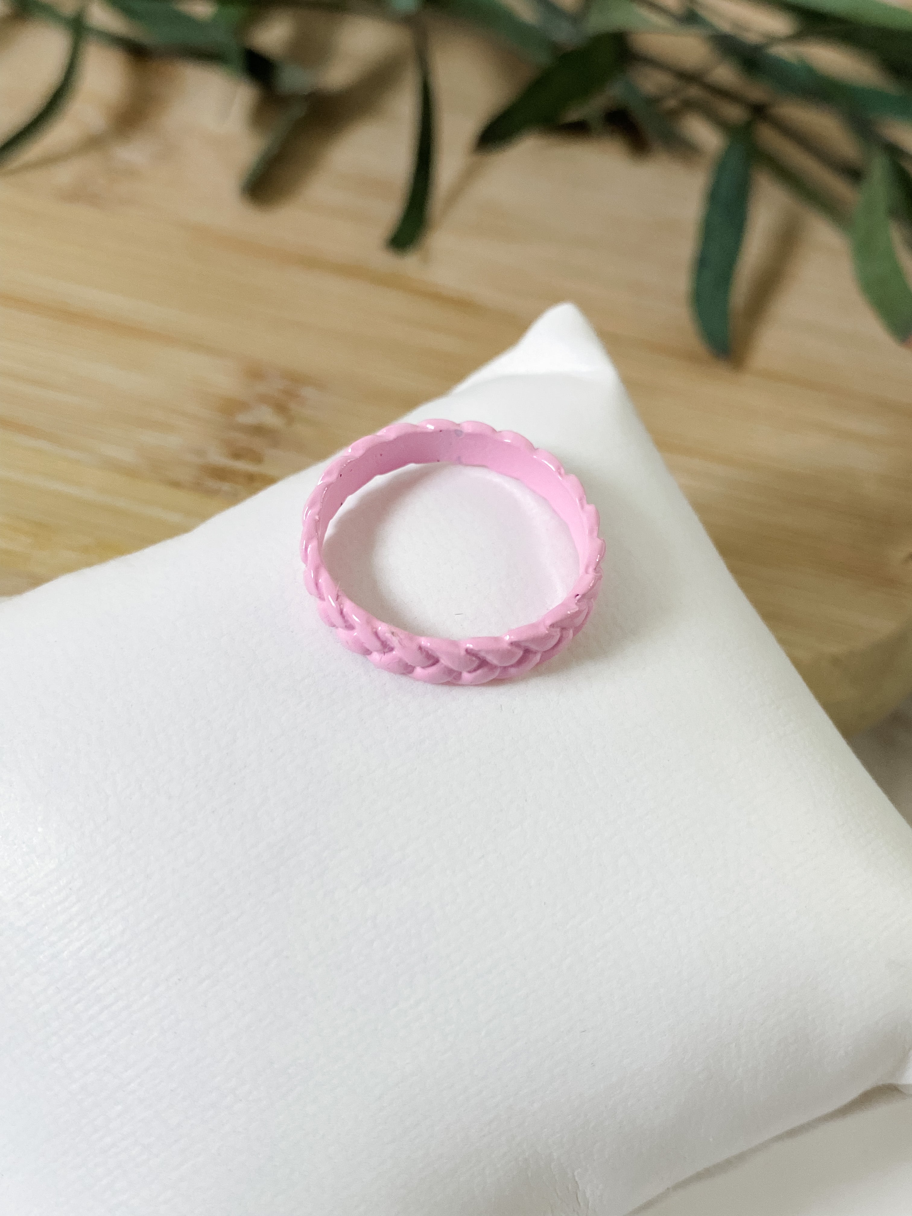 Braided Baby Pink Ring
