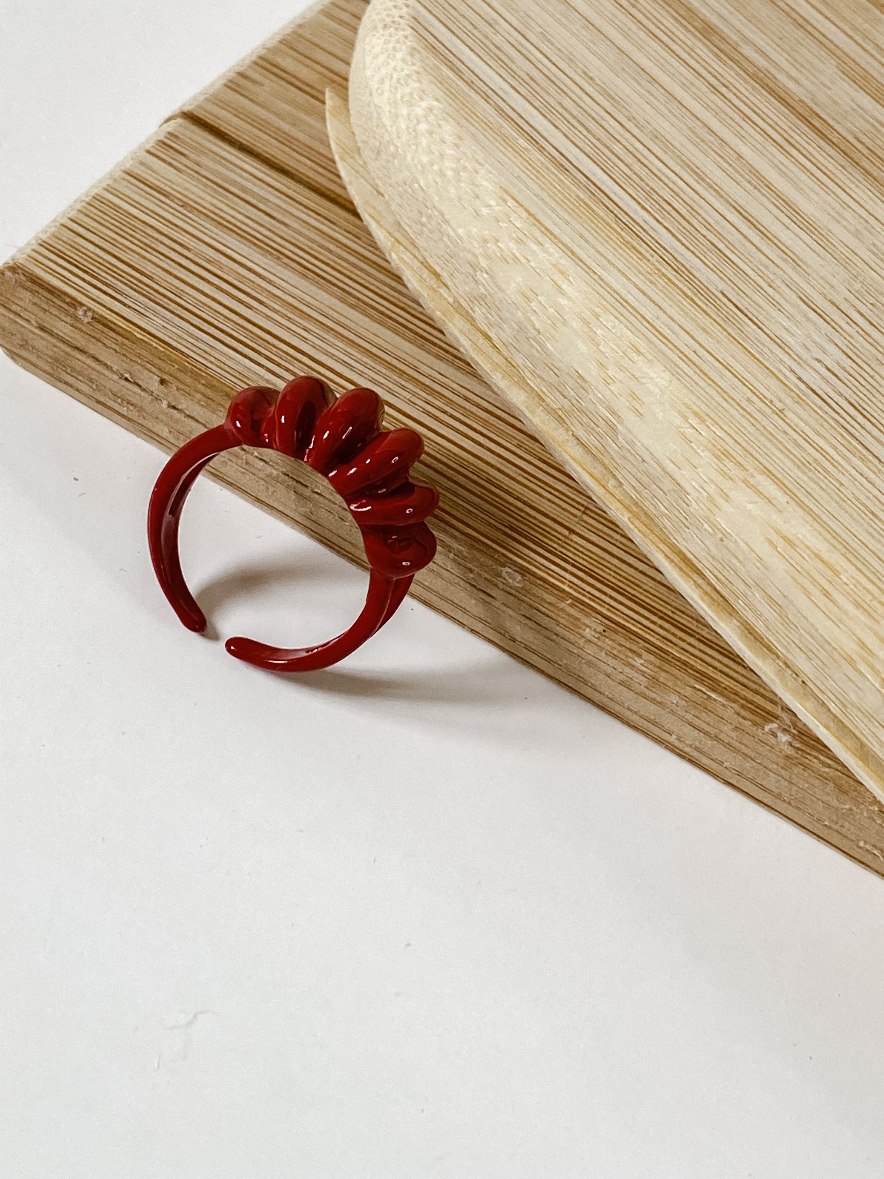 Top Scalloped Red Ring