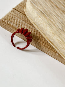 Top Scalloped Red Ring