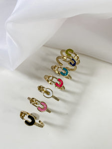 Paperclip Enamel & Zirconium Rings