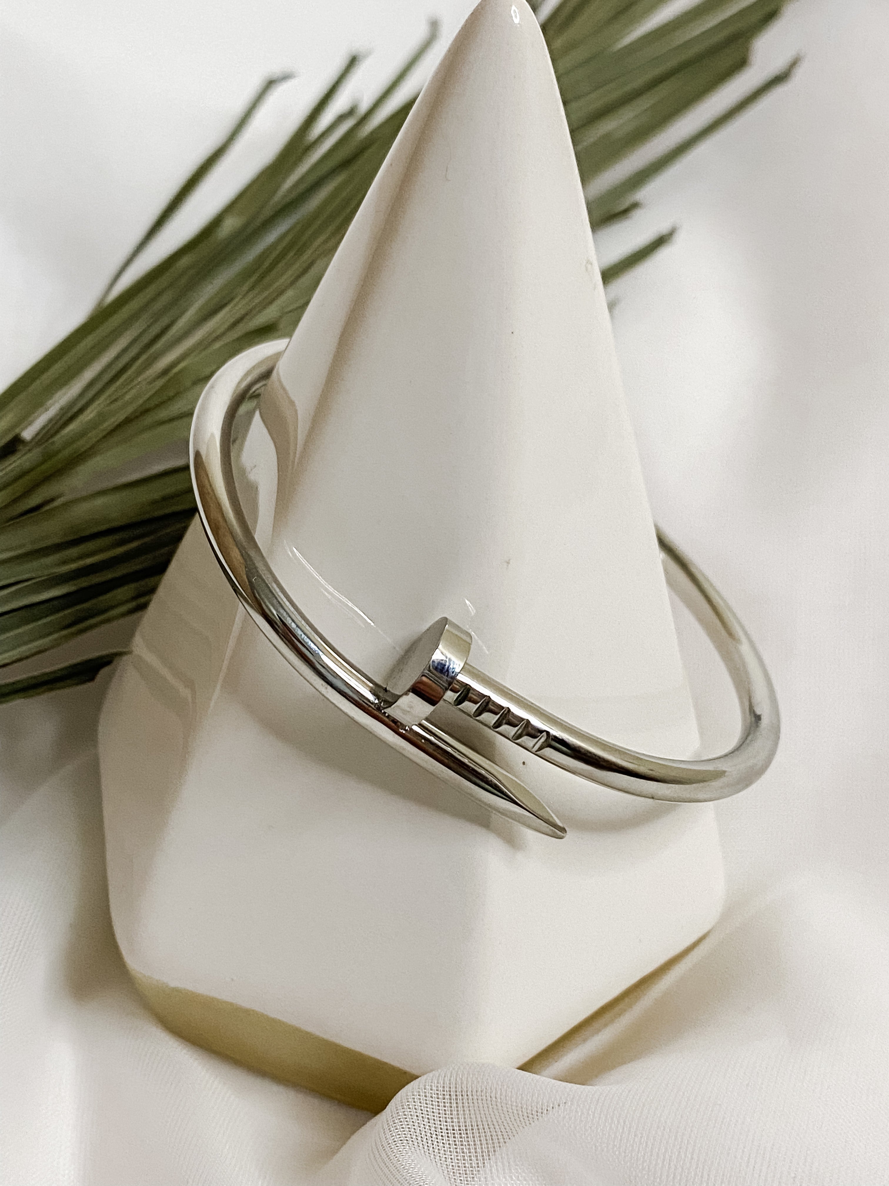 Silver Nail Bangle Bracelet