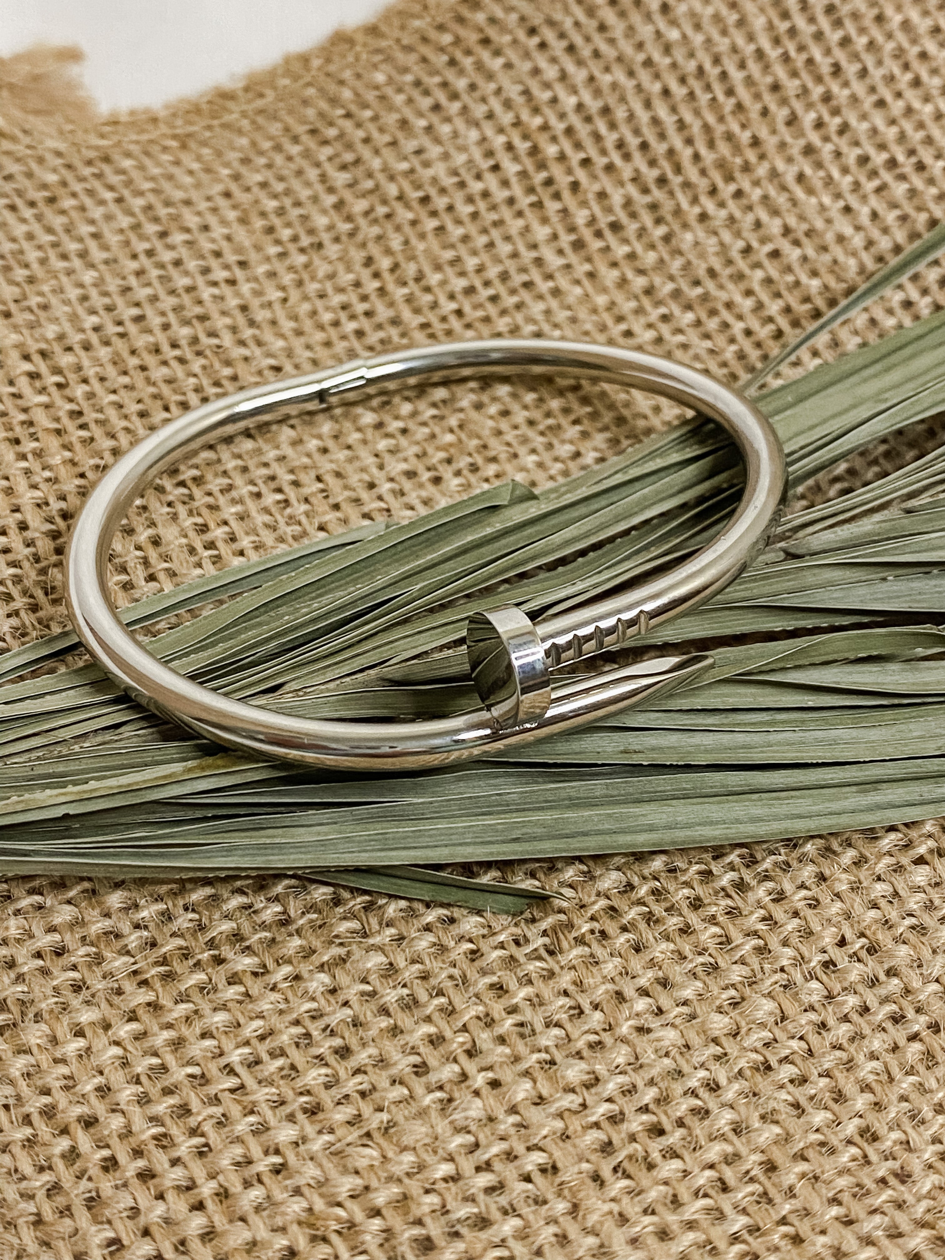 Silver Nail Bangle Bracelet