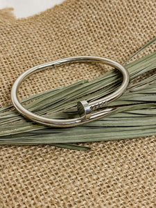 Silver Nail Bangle Bracelet