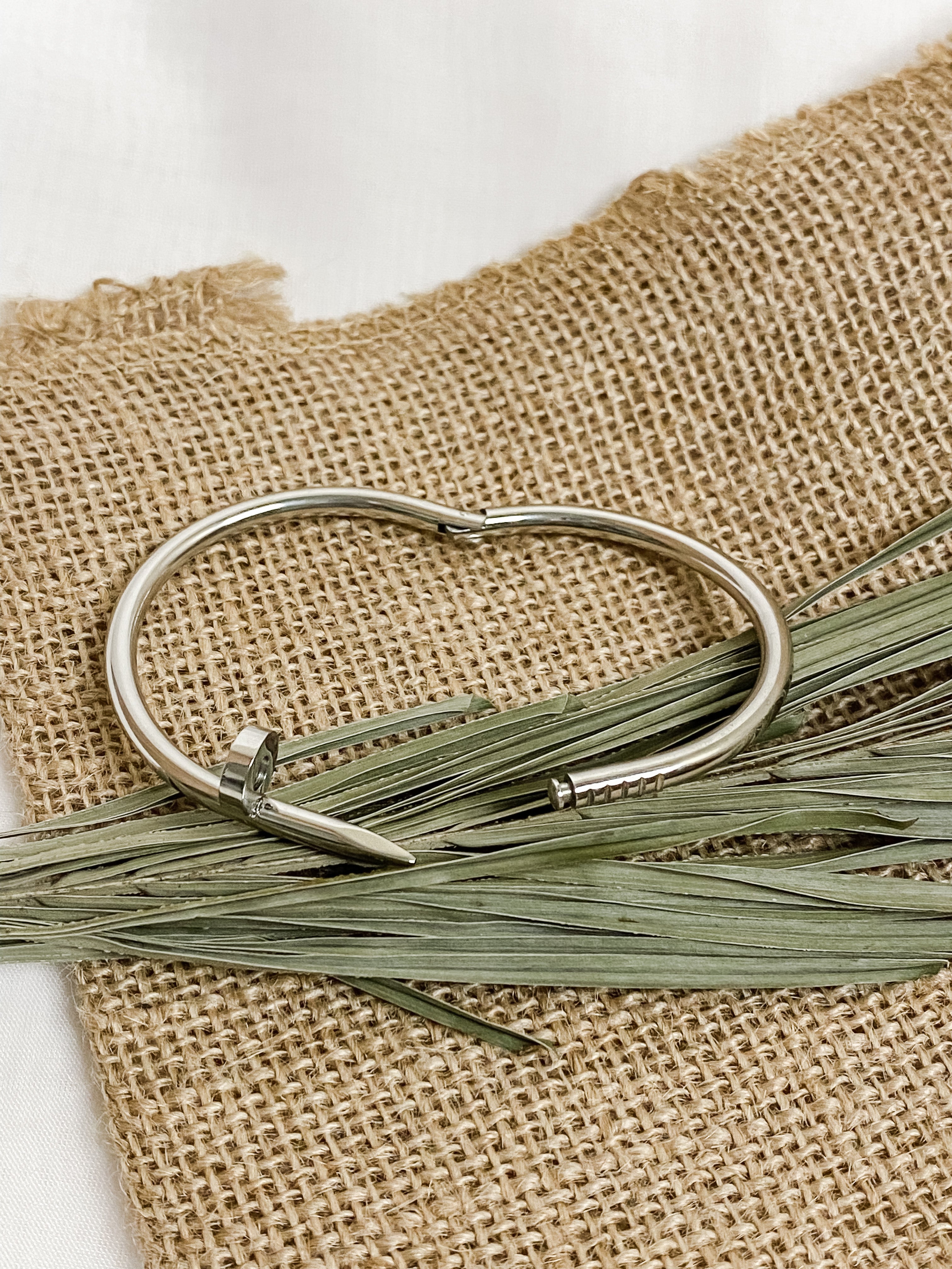 Silver Nail Bangle Bracelet