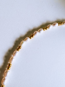 Dainty Pearl & gold beads necklace