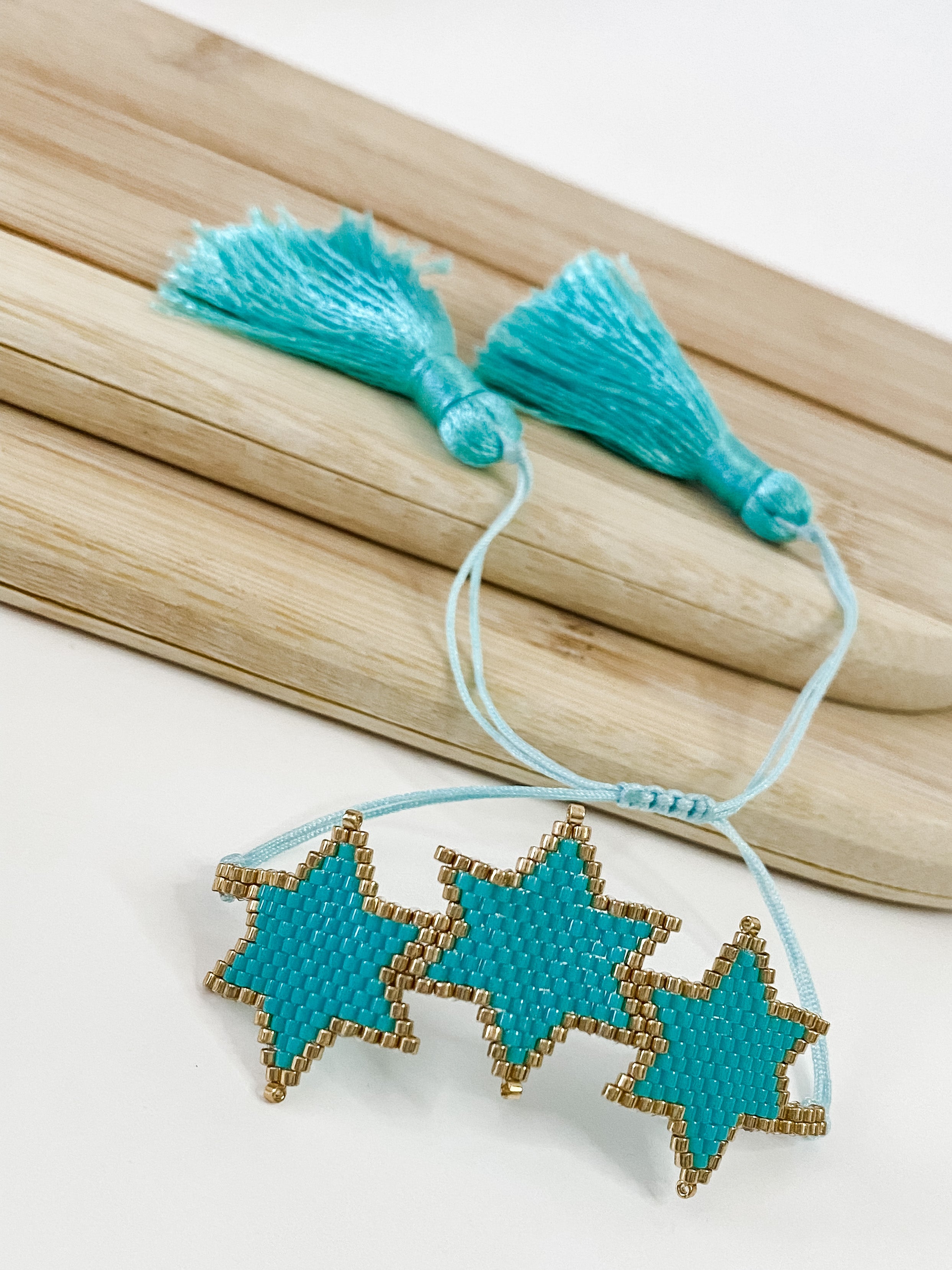 3 Star Teal Miyuki Bracelet