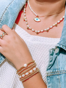 Dainty Pearl Gold Bracelet
