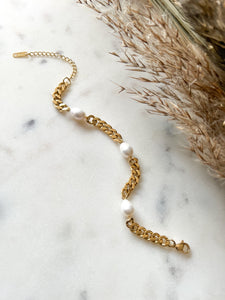 Triple Pearl Gold Bracelet