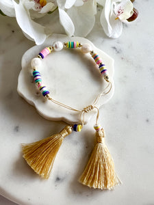 Colorful Soft Beads & Pearls Fringe Bracelet