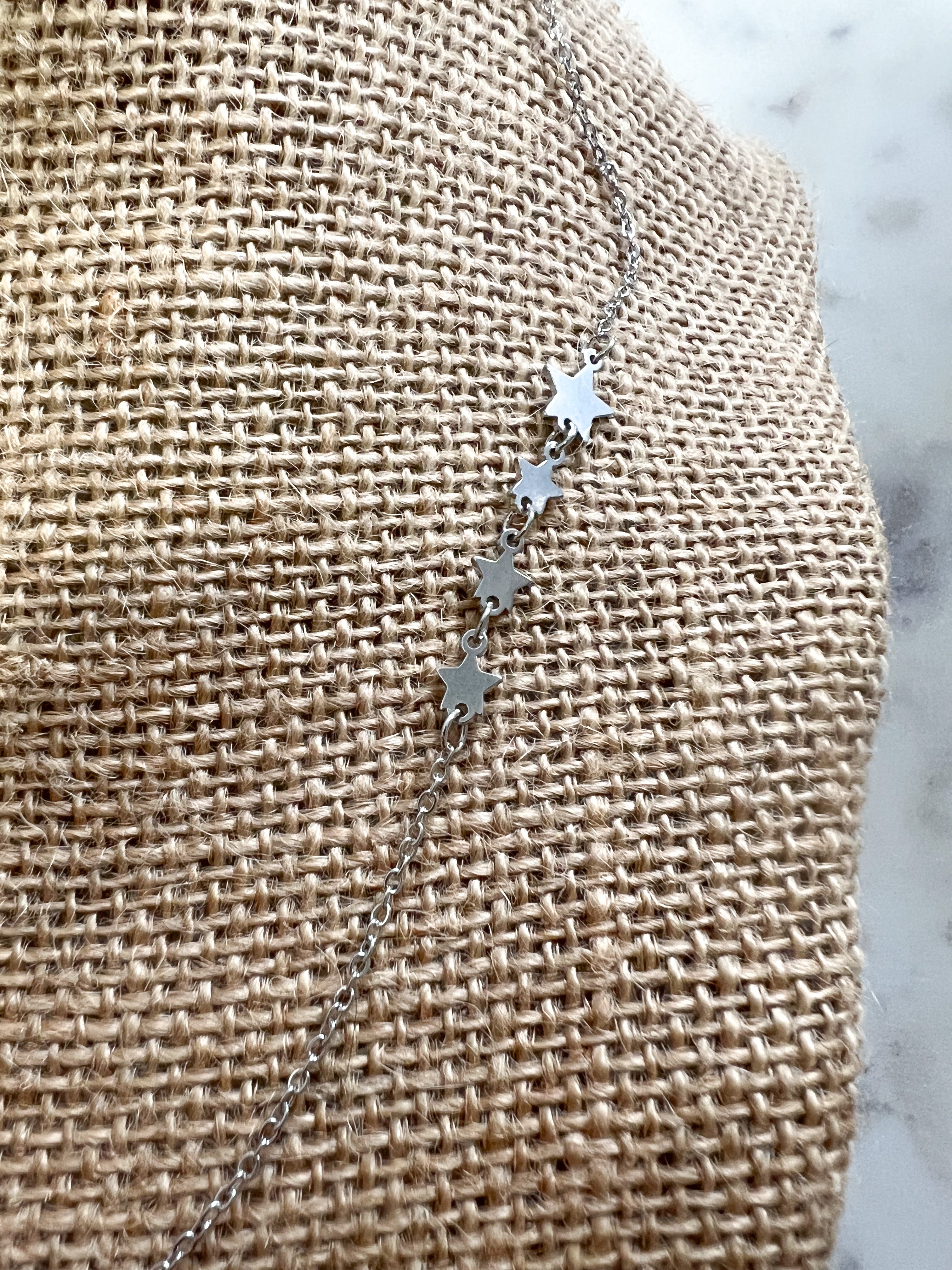 Dripping Stars Silver Necklace