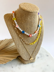 Pop of Yellow Layered Pearl Necklace