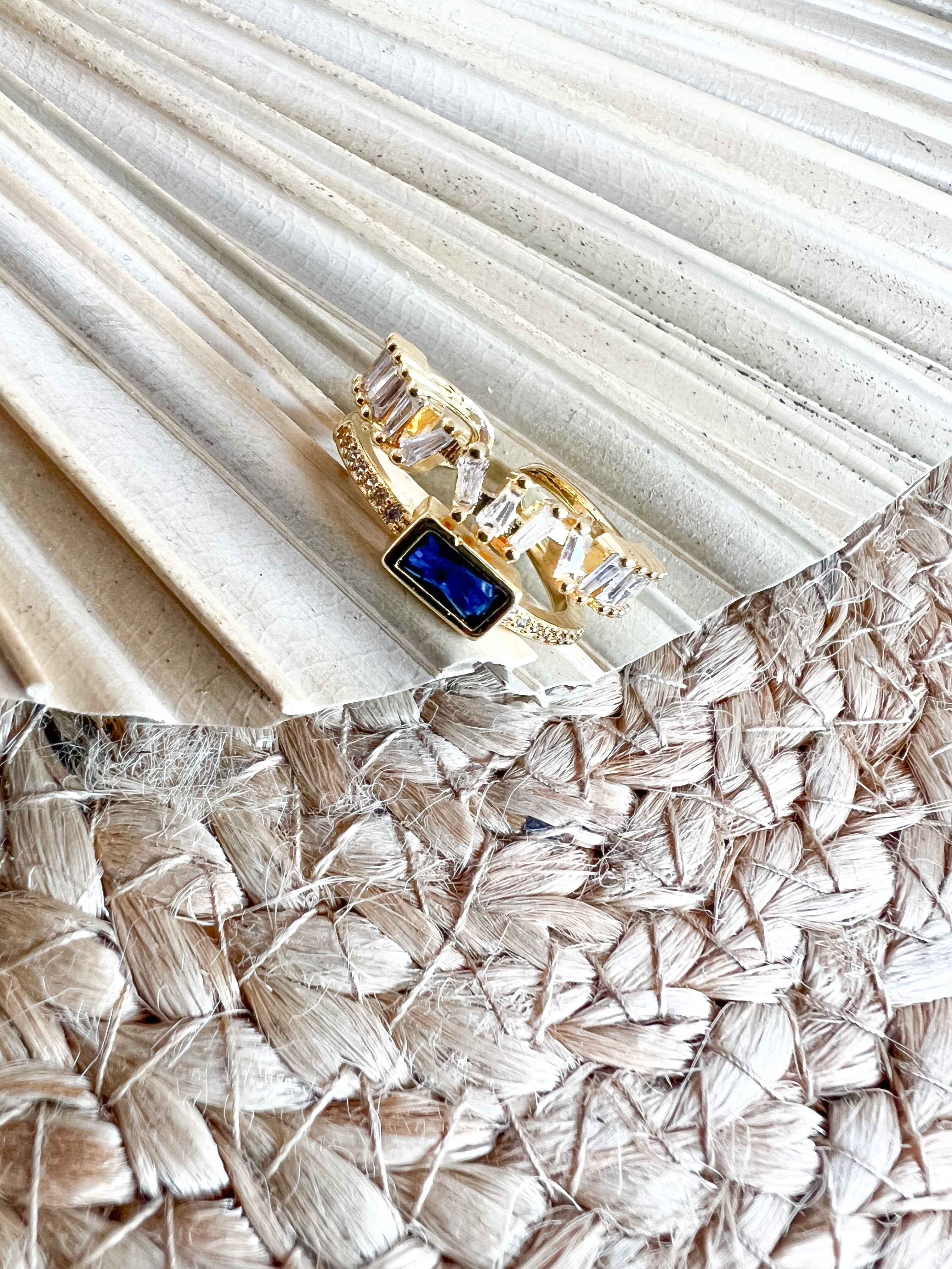 Blu Baguette Ring