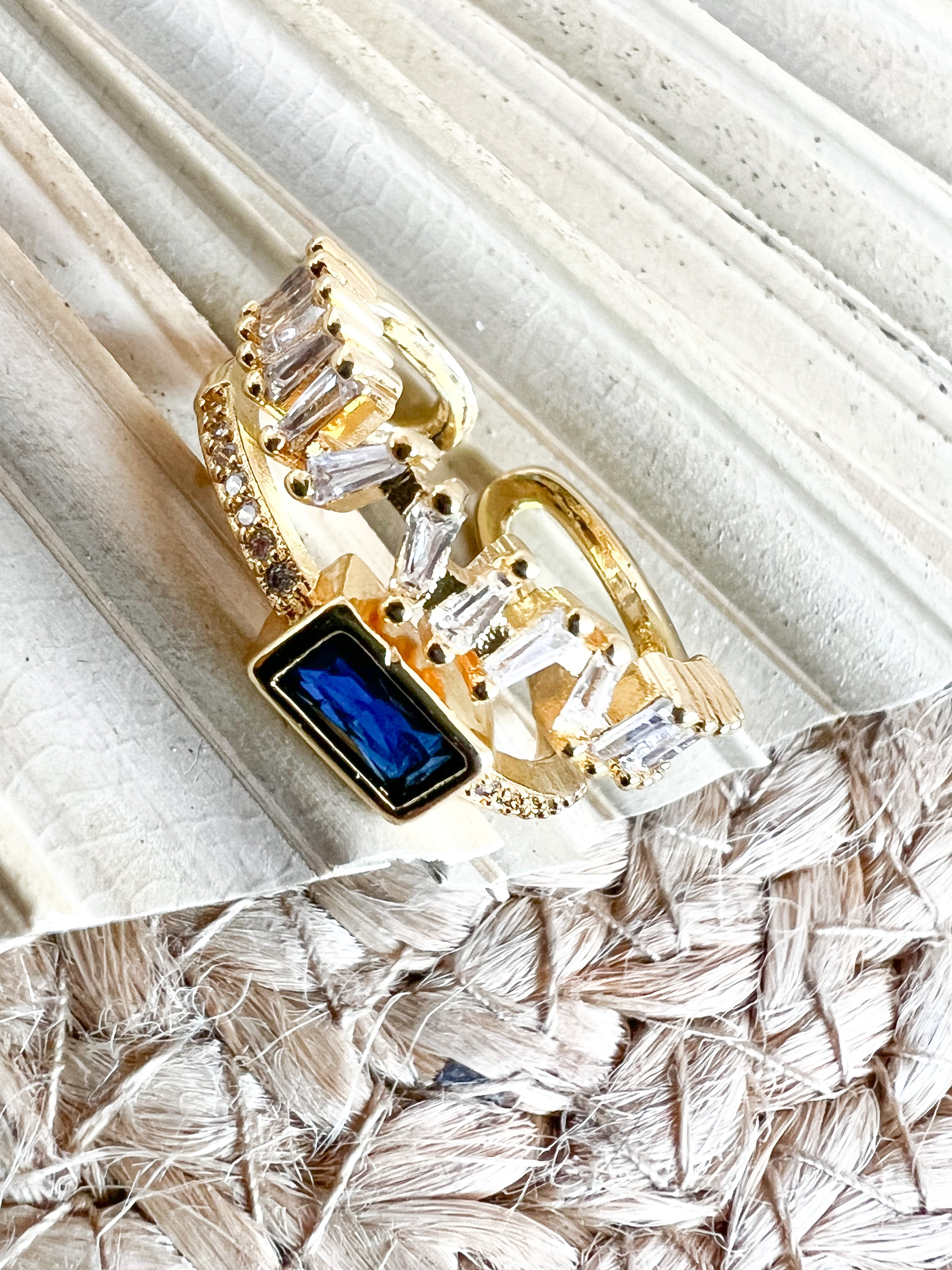 Blu Baguette Ring