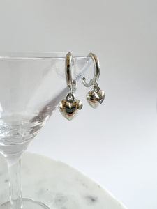 Silver Heart Hoops