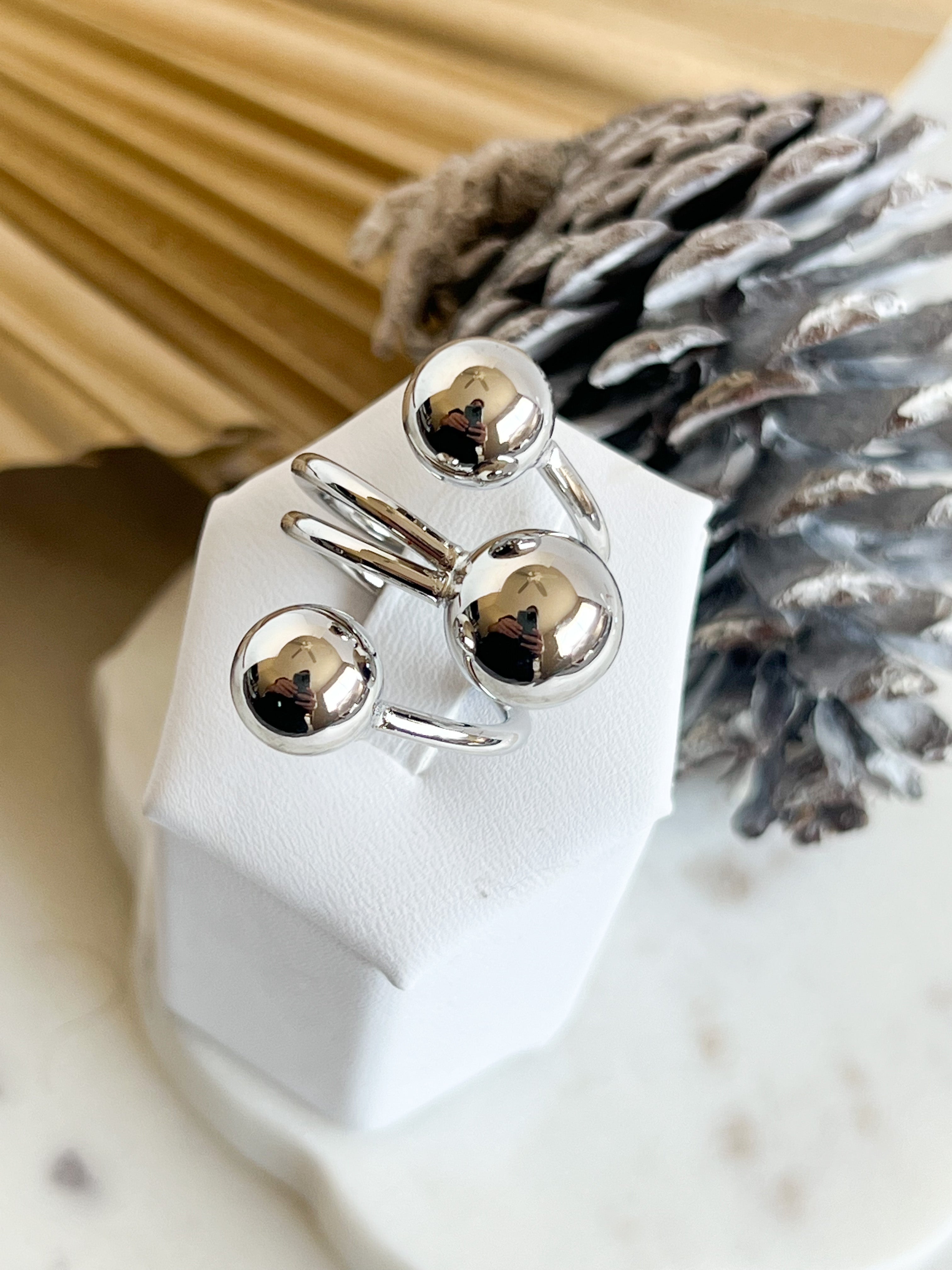 Triple Globe Ring - Silver