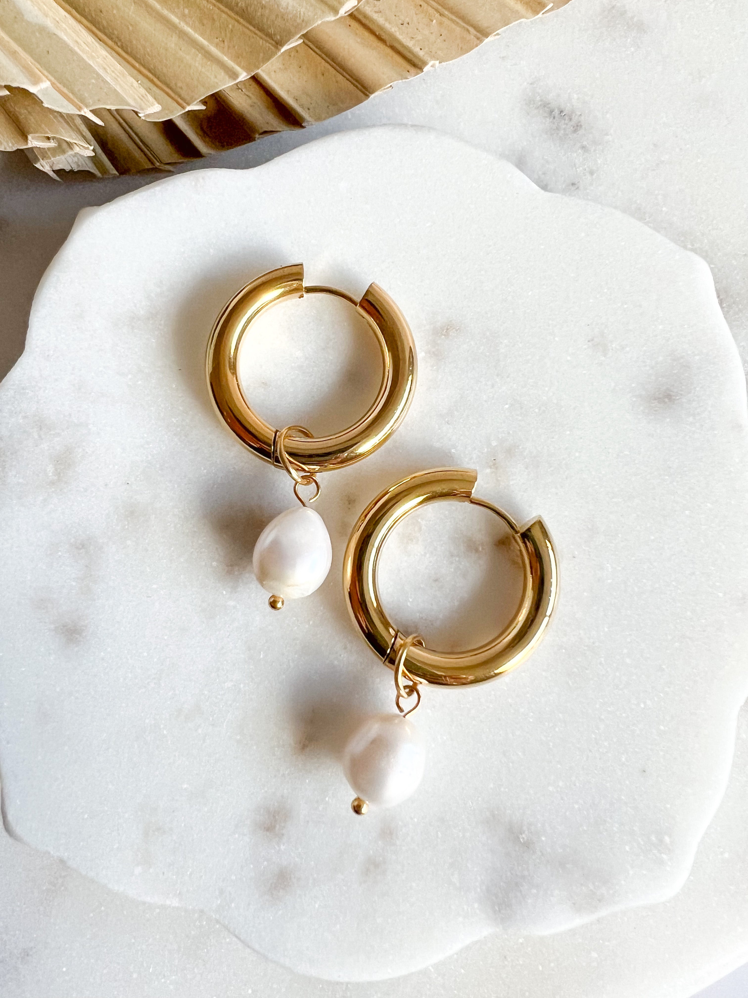 Dangle Pearl Hoops