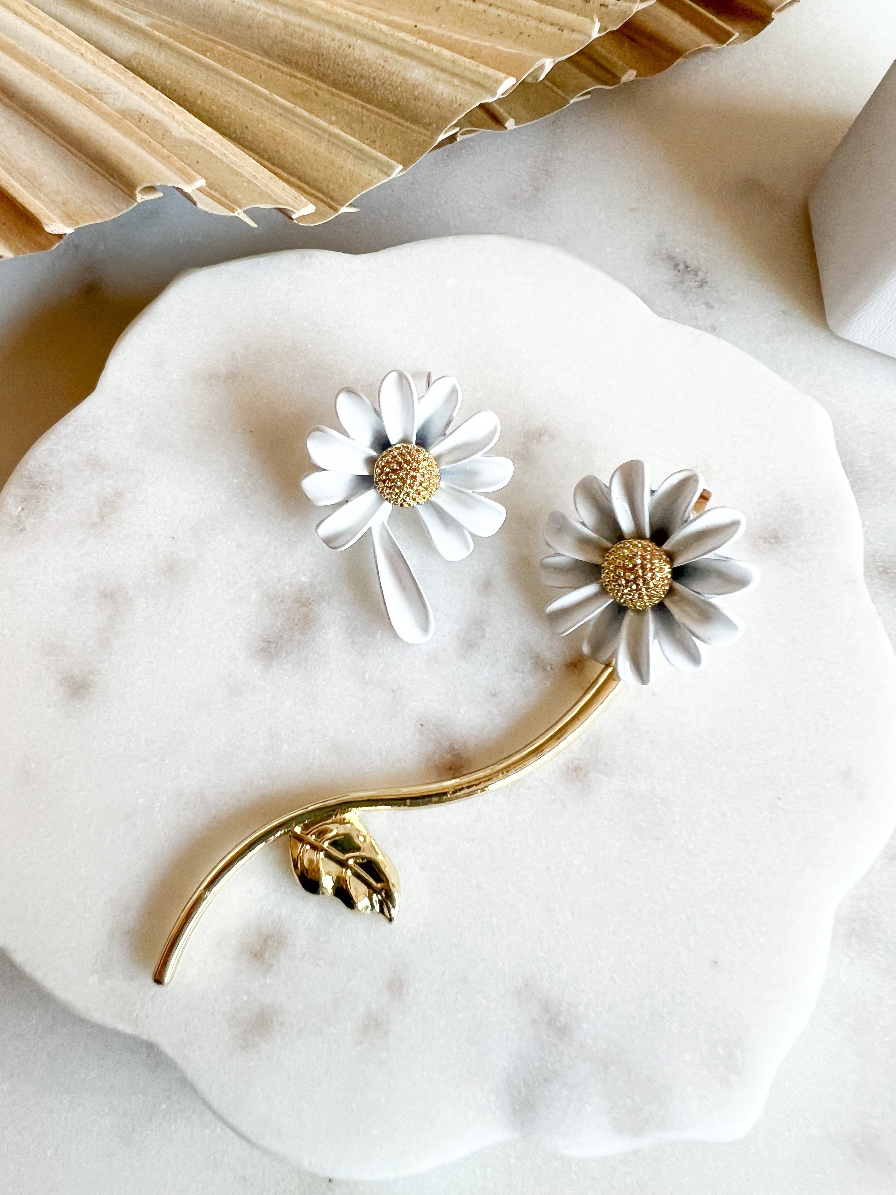 Asymmetrical Daisy Earrings