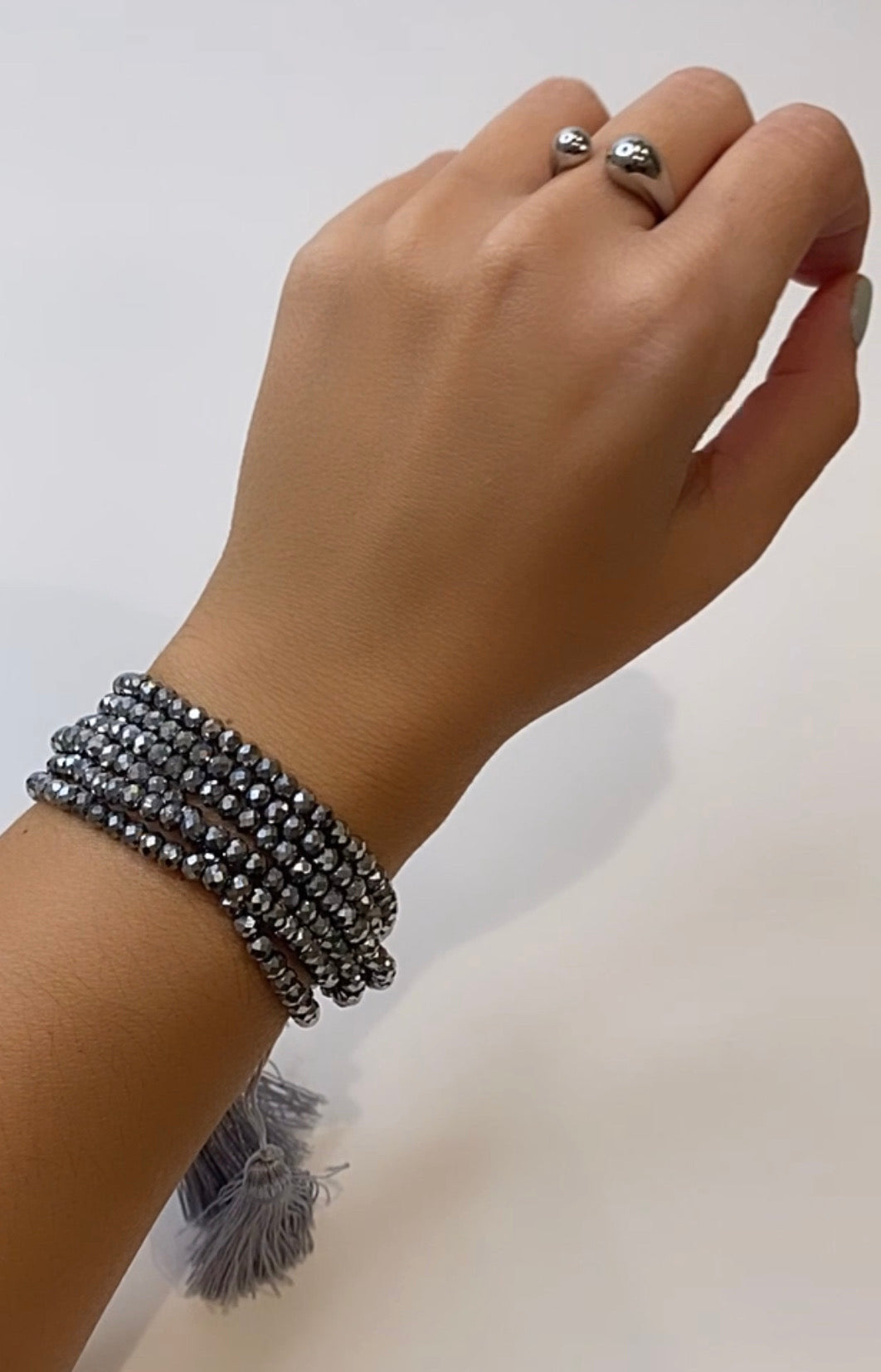 Silver Crystal Beaded Bracelet