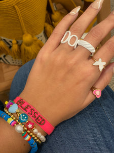 Enamel Coated Pink & Gold Heart Ring