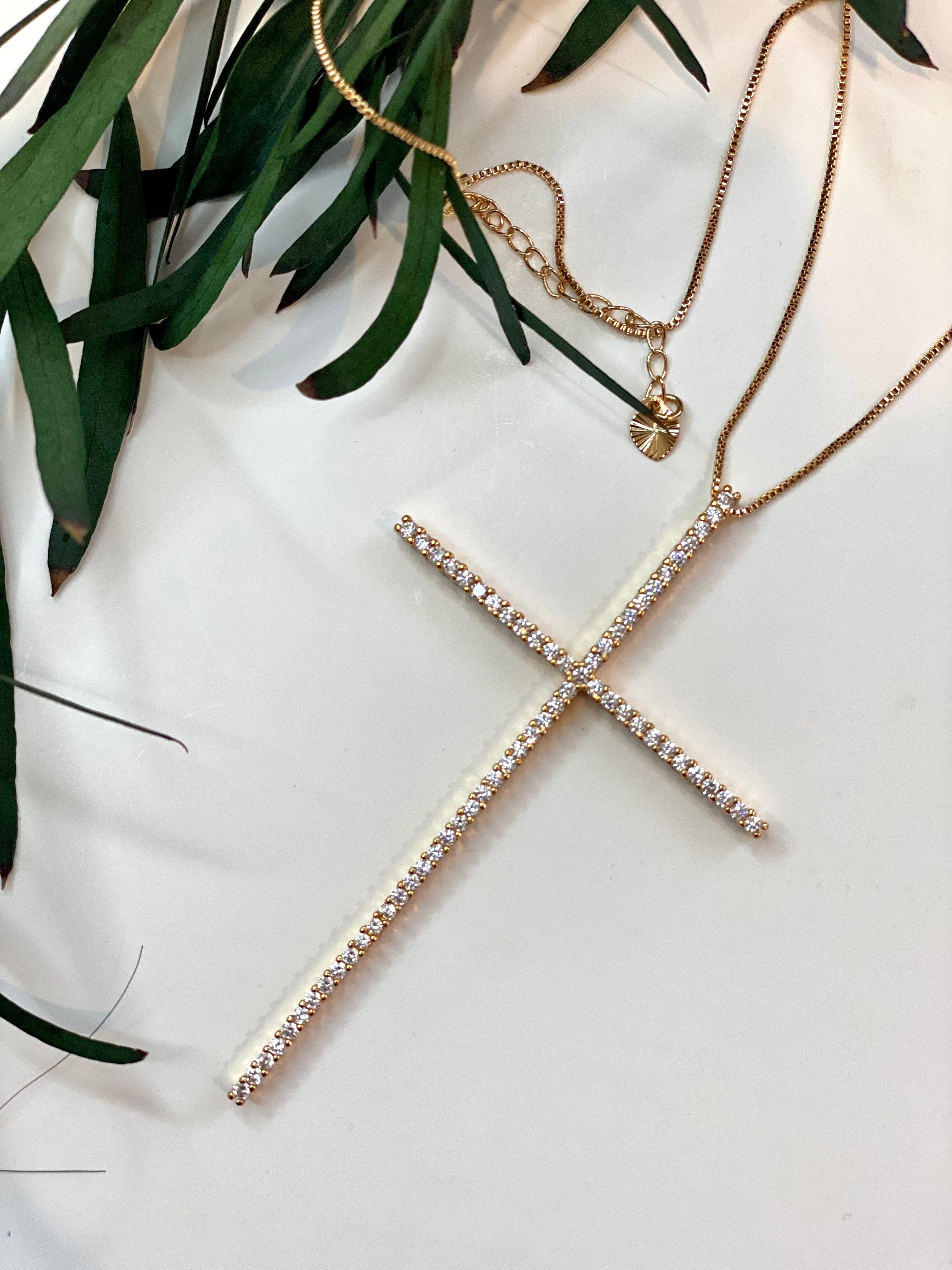 Large Full Zirconium Cross Necklace