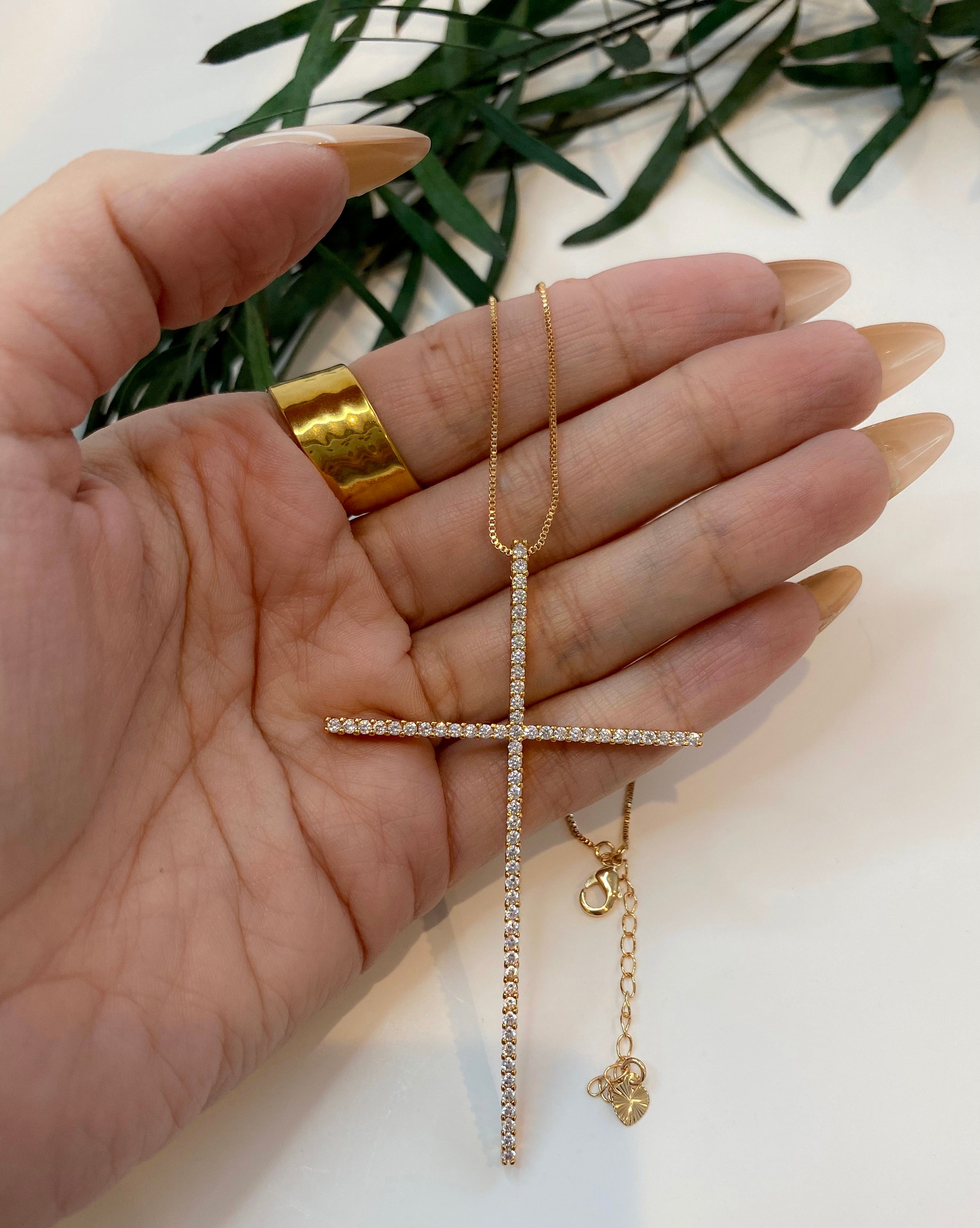 Large Full Zirconium Cross Necklace