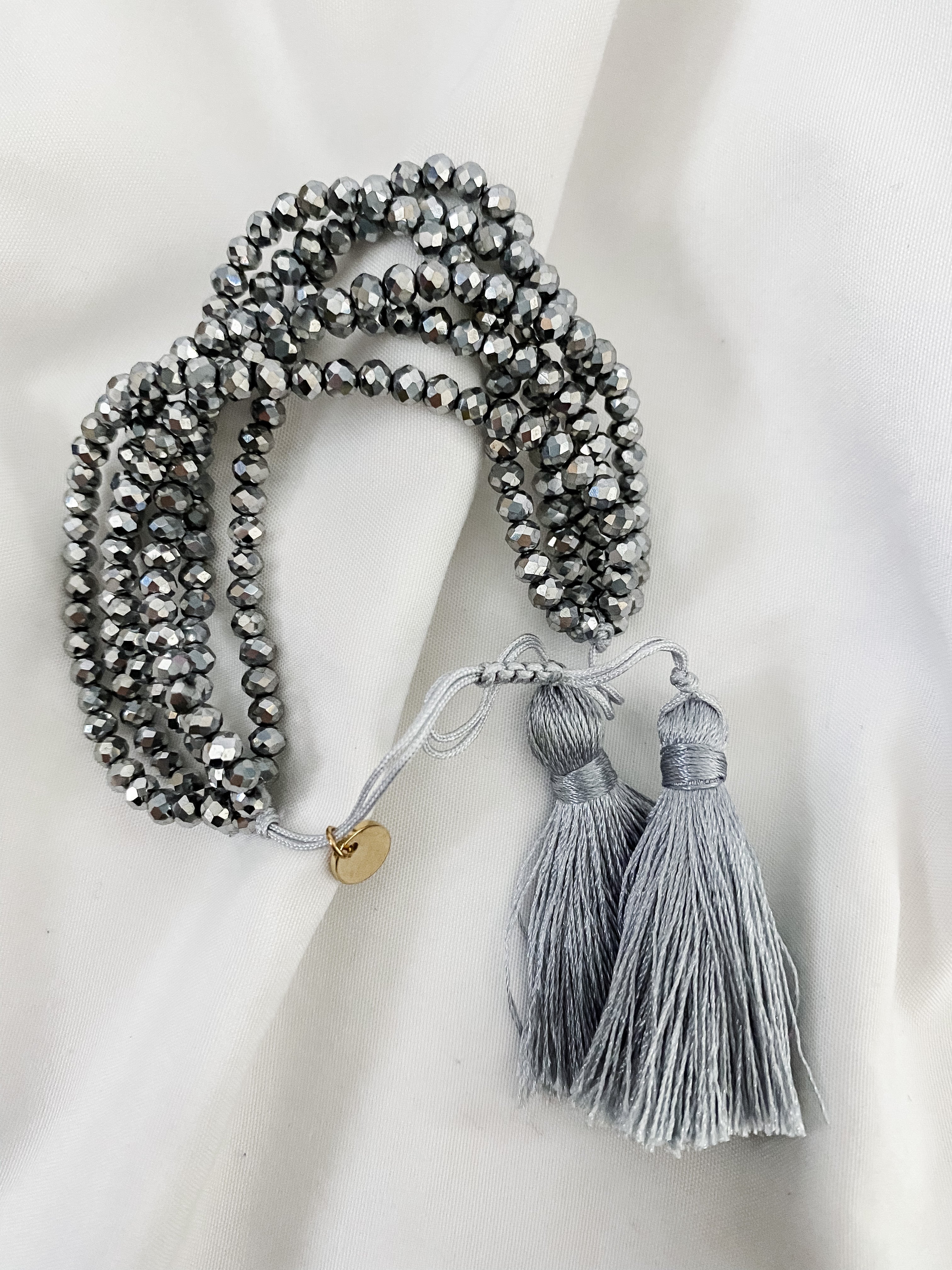 Silver Crystal Beaded Bracelet